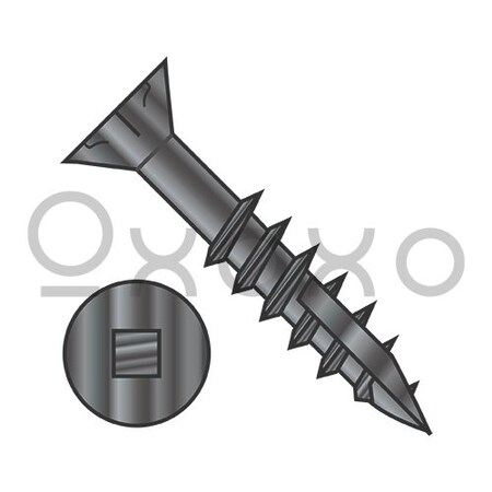 Oxoxo 9-10X2 1/2 Square #8 Flat Head w/Nibs Deep Thread Wood Screw Type 17 2/3 Thread Black Oxide, 2500PK 568798