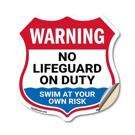 Signmission Warning No Lifeguard On Duty, 18 Inch X 18 Inch, Vinyl Decal SHI-D-18-479