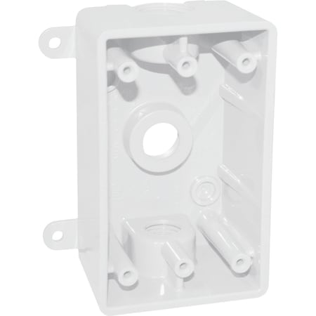 Southwire Single Gang 1/2'' 3/4'' 3-Hole White Weatherproof PVC Junction Box P1GB-37550W-UPC