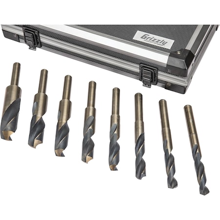 Grizzly 8 Pc. M35 Cobalt Silver & Deming Drill Bit Set With Aluminum Case T31988