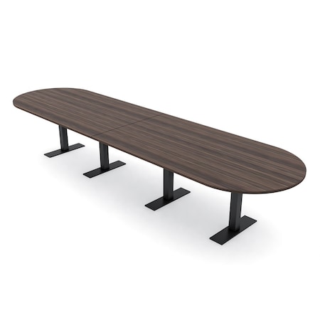 Skutchi Designs 14ft Racetrack Conference Table With Power | Harmony Series | 14 Person Meeting Room Table HAR-RAC-48X168-T.BK-H3041-NA