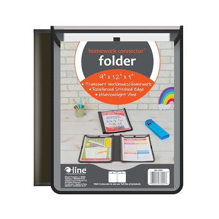 C-Line Products 8-1/2" x 11" Black Homework Connector Folders, 1 EA, 24 EA/DS 33001-DS