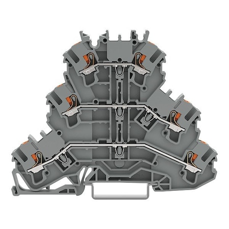 Wago Terminal Block, 3.68" L, 500V, Gray 2202-3201