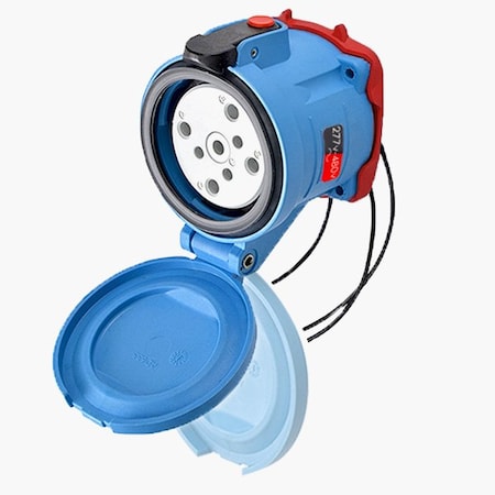 Meltric DS60 RECEPTACLE POLY BLUE SIZE 4 TYPE 4X IP 69 3P+N+G 60 A 277/480 VAC 60 Hz +4 AUX 33-64047-264