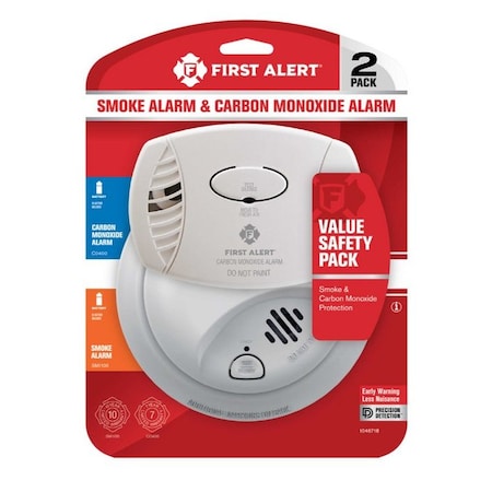 First Alert Battery-Powered Ionization Smoke and Carbon Monoxide Combination, 2PK 1046718
