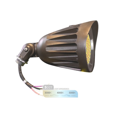 Nuwatt 25W Bronze LED Bullet Light 3000K/4000K/5000K 3CCT IP65 Outdoor Waterproof Lighting, Knuckle Mount NW-BLT-25W-3CT-KN-BZ