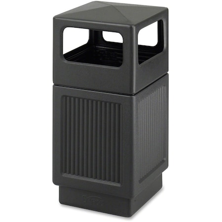 Safco Canmeleon Side-Open Receptacle, Square, Polyethylene, 38 gal, Textured Black 9476BL