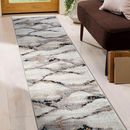 World Rug Gallery Transitional Horizon Runner Rug 2 ft 3 in x 6 ft Gray WR206GRAY23X6