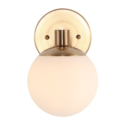 Jonathan Y Modernist Globe 5.75" 1-Light Metal/Frosted Glass Modern Contemporary LED Vanity, Brass Gold/Black JYL3540A
