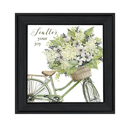 Homeroots SCATTER YOUR JOY WITH FLOWERS Black Framed Print Wall Art 529734