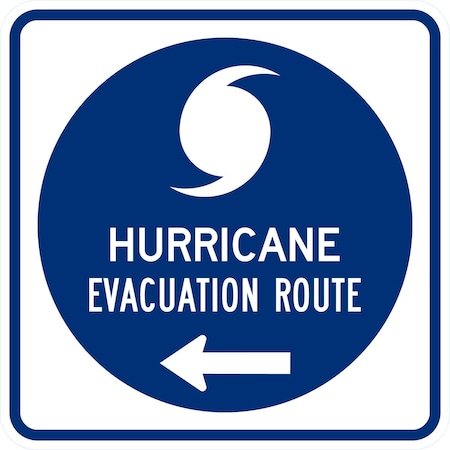 Lyle Hurricane Evacuation Route With Left Arrow, 24x24, Engineer Grade, Blue G-13607-EG_24x24