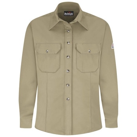 Bulwark Wmns Ls Dress Uniform Shirt Khaki, M SLU3KH RG M
