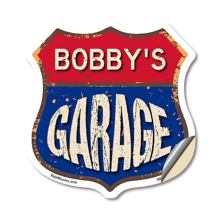 Signmission Bobby's Garage, 12 Inch X 12 Inch, Vinyl Decal SHI-D-12-383-BOBBY