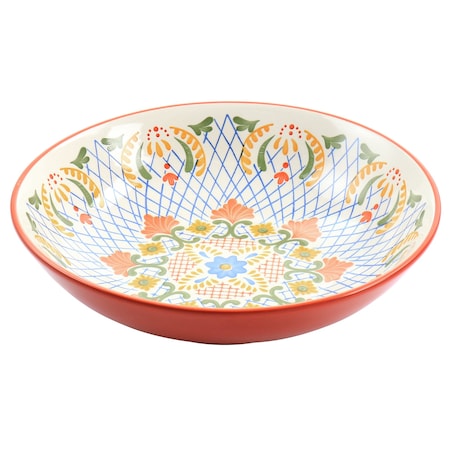 Laurie Gates California Designs Tierra 10.5 Inch Hand Painted Stoneware Pasta Bowl in Red 130973.01RR