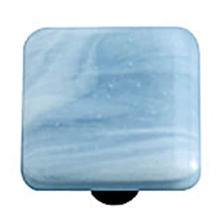 Towels Usa White Swirl Powder Blue Square Glass Cabinet Knob - Black Post TO1538602