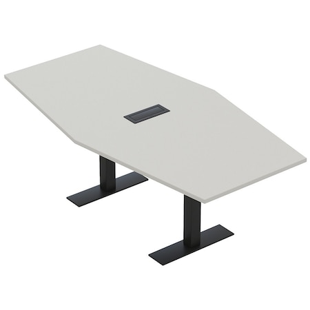 Skutchi Designs 7ft Conference Table With Power Unit | 6 Person Modular Hexagon Meeting Table | Harmony Series HAR-HEX.IR-48X84-T.BK-U779-EBLK