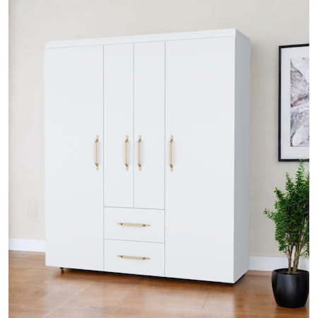 Homeroots 59" White Two Drawer Combo Dresser 552265