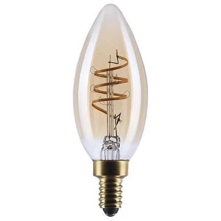 Satco 5.5 Watt C11 LED 2000K CCT Candelabra Base Clear Glass Amber coil Filament Dimmable 120 Volt S14219