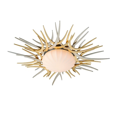Corbett Lighting Helios 1 Light Flush Mount 27 In. Gold And Silver Leaf 224-31