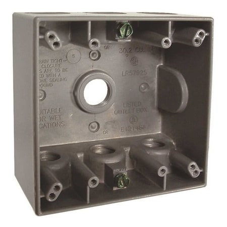 Bell 2-Gang Gray Weatherproof Box with Seven 1/2 in. Threaded Outlets 5340-0B