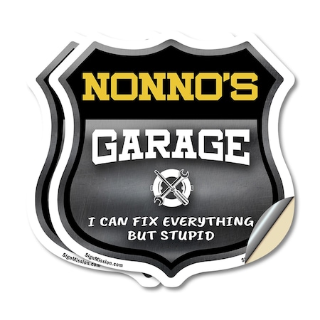 Signmission Nonno's Garage I Can Fix Everything But Stupid, 4 inch X 4 inch, Vinyl Decal, 2PK SHI-D-2PACK-4-490-NONNO