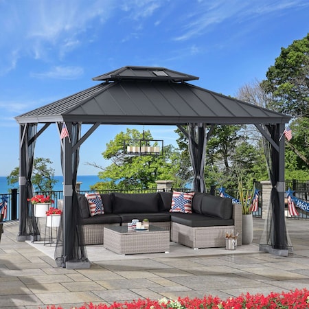 Sunjoy Merston 10 ft. x 12 ft. Solar Powered Hardtop Gazebo A1020121C0