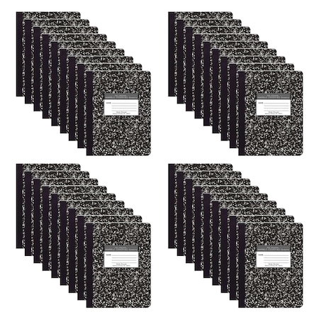 Roaring Spring Case of Black Marble Comp Notebooks, Wide Ruled, 60 sht, 15 lb White Paper, 9.75"x7.75", Hard Cover, PK36 77222CS