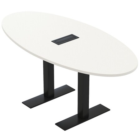Skutchi Designs 4 Person Conference Table With Power Unit | 6' Oval Table | Harmony Series HAR-OVL-36X72-T.BK-W960-NA