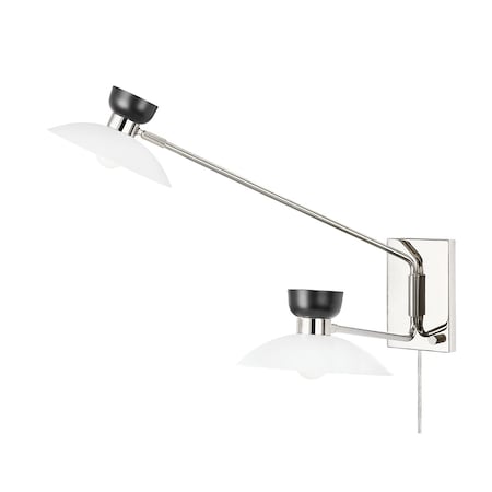 Mitzi Whitley 2 Light Plug-In Sconce 6.75 In. Polished Nickel HL481202-PN
