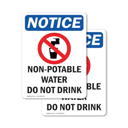 Signmission Non-Potable Water Sign With Symbol, 5 in W x Rectangle, Vinyl Decal OS-2PACK-NS-D-57-V-15106