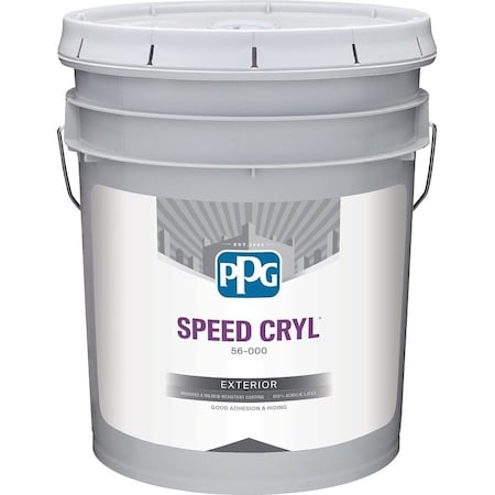 Ppg SPEED CRYL 56-110XI-05 Exterior Paint, Flat, Pastel Base/White, 5 gal 56-110XI/05