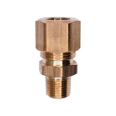 Auveco Brass Male Compression To Pipe Adapter 3/8in Tube 1/8in Pipe, 5PK 125