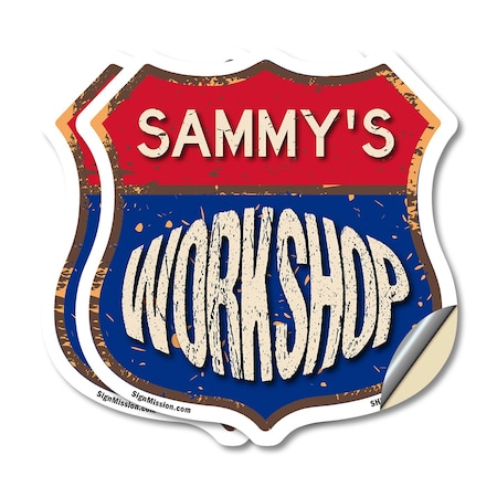 Signmission Sammy's Workshop, 12 inch X 12 inch, Vinyl Decal, 2PK SHI-D-2PACK-12-489-SAMMY