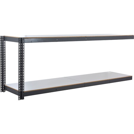 Global Industrial 2 Shelf, Standard Duty Boltless Shelving, Add On, 96"Wx30"Dx36"H, Laminate Deck B3171313
