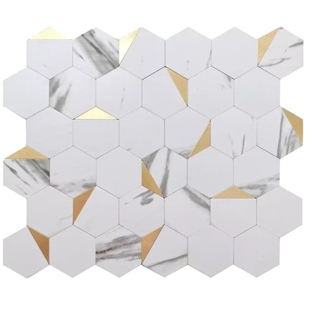 Apollo Tile White Gold 11.6 in x 11.5 in PVC Honed Peel & Stick Tile 8.3 sqft/case, 10PK PS99HX01