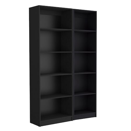 Homeroots 71" Black Five Tier Bookcase 546337