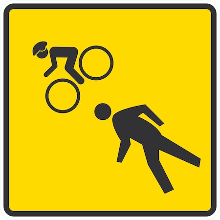 Lyle Bicycle With Pedestrian Graphic, 24x24, Engineer Grade, Yellow G-12803-EG_24x24