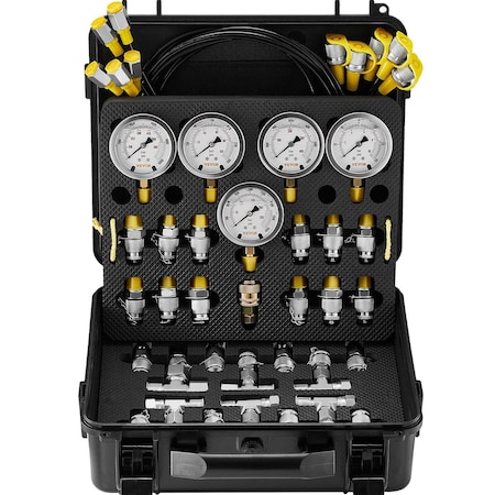 Vevor Hydraulic Pressure Test Kit 5 Gauges 13 Couplings 14 Tee Connectors 5 Hose TKS-4