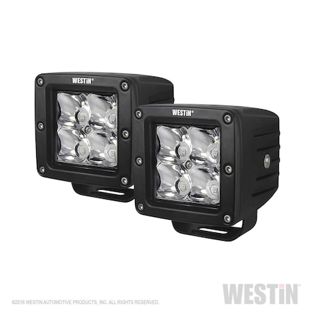 Perfectpitch HyperQ Stud Mount 3 in. 2x20W Square Flood Beam LED Lights, Clear PE3561396