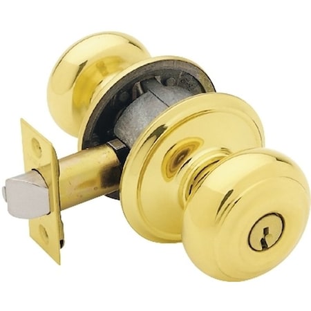 Schlage Georgian Series Keyed Entry Knob, Solid BrassZinc, Brass F51A VGEO505K4
