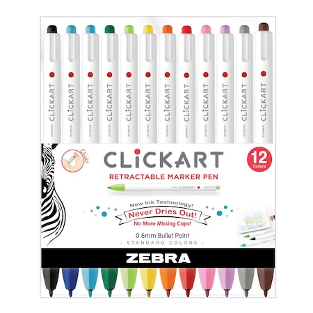 Clickart Marker, Assorted, Bullet Tip, Retractable 69012