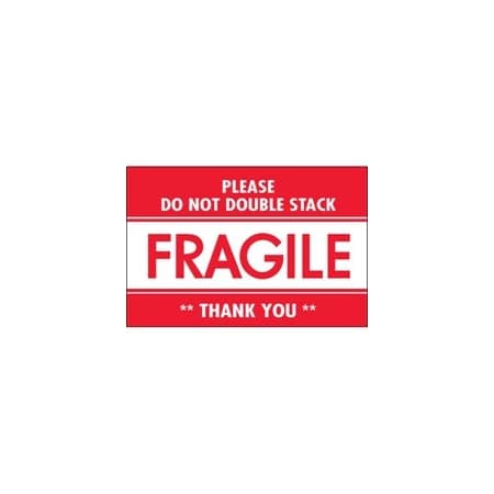 Bubblefast 2 x 3'' - ''Fragile - Do Not Double Stack'' Labels BFDL2158