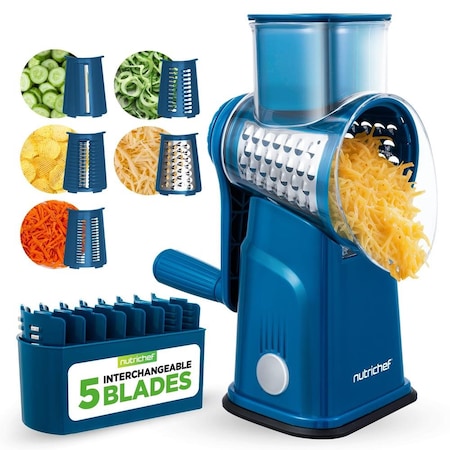 Nutrichef 5 in 1 Cheese Grater & Shredder, Blue NCCHS5BLDBL
