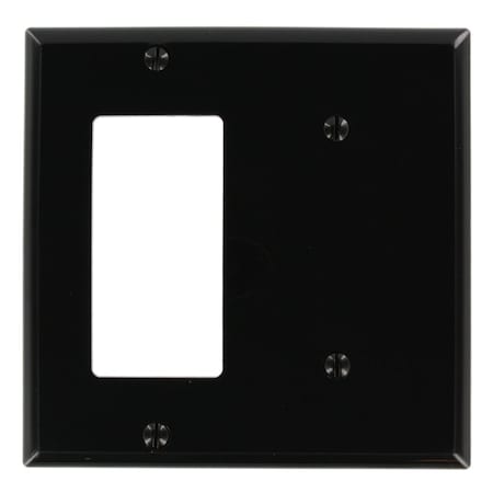 Leviton Combination Wallplate, Standard Size, Gang 2, Black 80708-E