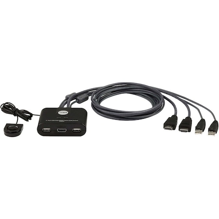 Aten 2-Port USB FHD HDMI Cable KVM with Remote Port Selector CS22HF