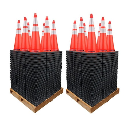 Traffic Kontrol 36in Traffic Safety Cone, 12Lbs, Orange, 6in + 4in Hi Intensity Reflective Collars, 468PK TKTC-36-12-OR-2C-468