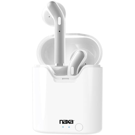 Naxa True Wireless Earphones with Charging Battery Case - White NE979WHITE