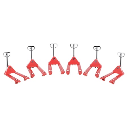 Vestil Steel Full Featured Pallet Trucks, 27''x42'' 5,500 Lb. Capacity Red, 6PK PM5-2742-6PKG