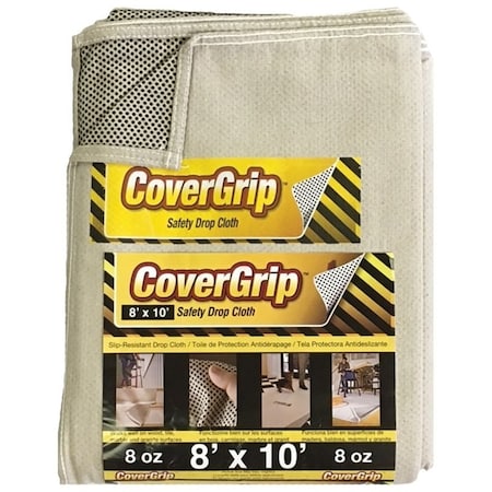 Covergrip Drop Cloth, 10 ft L, 8 ft W, Rubber 081008