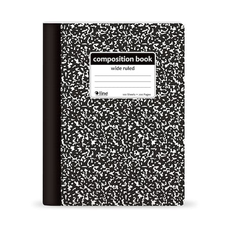 C-Line Products 7-1/2” x 9-3/4" Black Marble Wide Ruled Composition Notebook, 1/EA, 12EA/CT 22024-CT